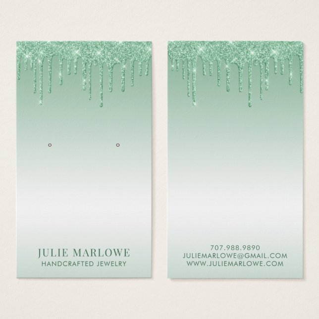 Cartes De Visite Élégant Rose Green Parties scintillant Drives Méta (Devant & derrière)