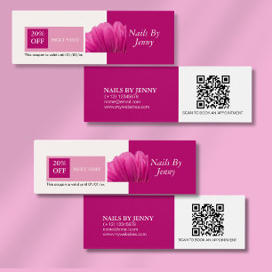 Cartes De Visite Elégant rose rose rose blanc clous de fleurs moder