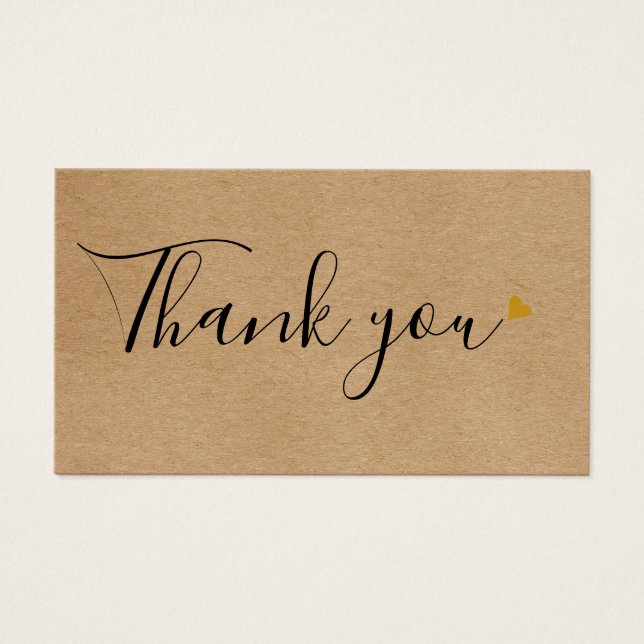 Cartes De Visite Élégant Rustic Gold Heart Script certificat cadeau (Devant)