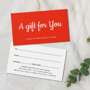 Cartes De Visite Élégant Salon de beauté minimaliste rouge blanc