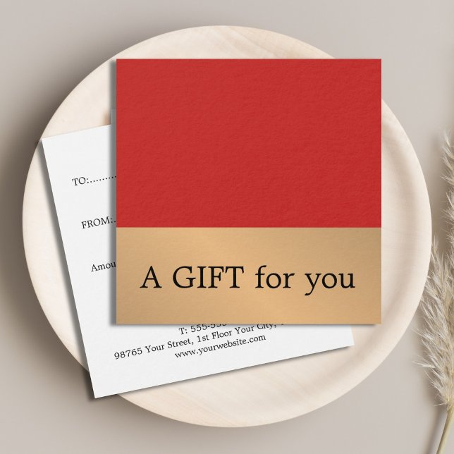 Cartes De Visite Élégant salon Red Faux Gold Bold (Créateur téléchargé)