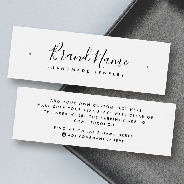 Cartes De Visite Élégant script minima étalon d'écran d'oreille (Elegant script minimal stud earring display card)
