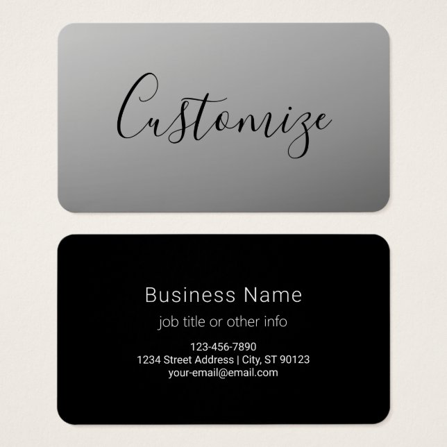 Cartes De Visite Élégant script moderne modifiable écriture de text (Devant & derrière)