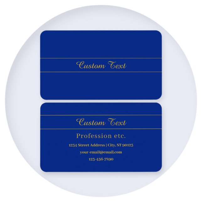 Cartes De Visite Élégant script or sur Arrière - plan bleu marine (Créateur téléchargé)