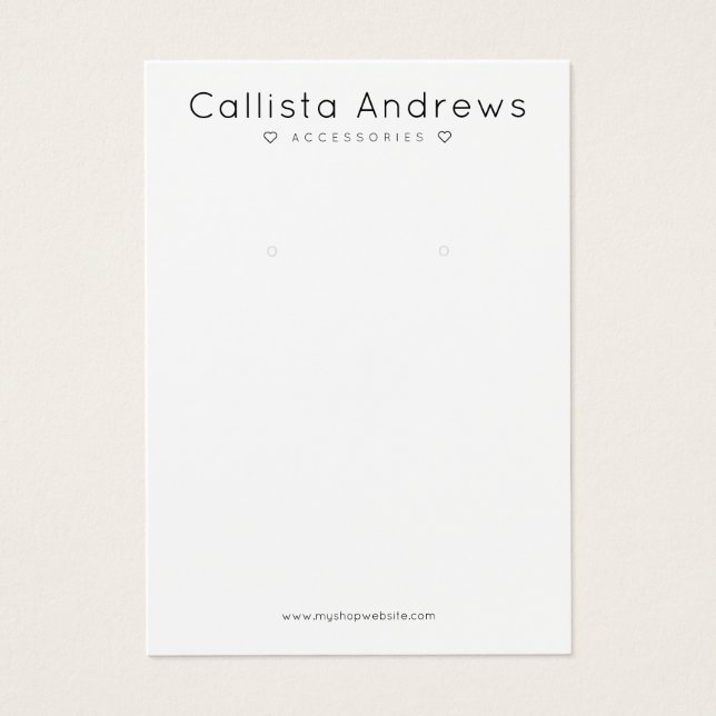 Cartes De Visite Élégant simple Coeur noir blanc Élégant Écran (Devant)