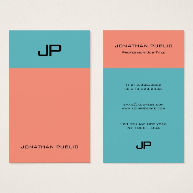 Cartes De Visite Élégant simple Modèle Monogramme moderne (Devant & derrière)