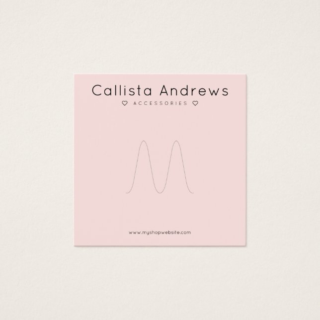 Cartes De Visite Élégant simple rose Coeurs Noirs Écran (Devant)