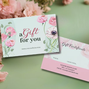 Cartes De Visite Élégant Vert Rose Floral Un Cadeau Pour Vous
