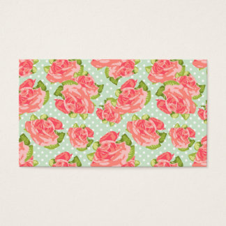 Cartes De Visite Élégant Vintage Retro Floral Imprimé Rose Mint Gir