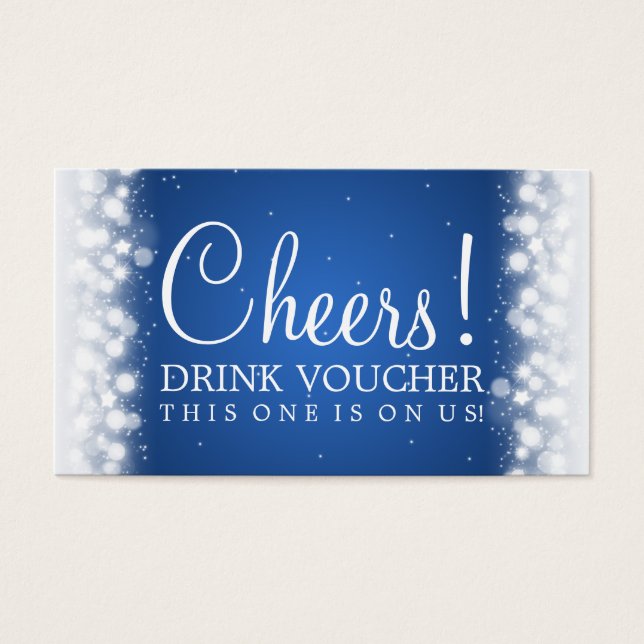 Cartes De Visite Élégant Voucher Boisson Magic Sparkle Blue (Devant)