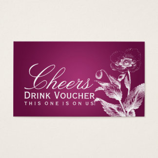 Cartes De Visite Élégant Voucher Boisson Pavot Pink Berry