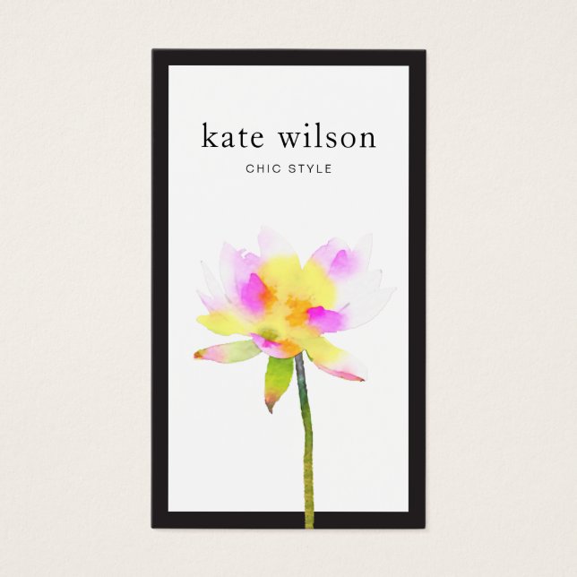 Cartes De Visite Elégante aquarelle moderne Lotus Flower (Devant)