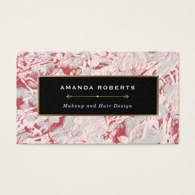 Cartes De Visite Elégante aquarelle rouge et noire (Devant)