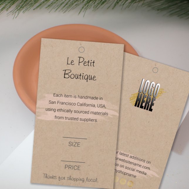 Cartes De Visite Élégante étiquette de prix de l'habillement Kraft (Créateur téléchargé)