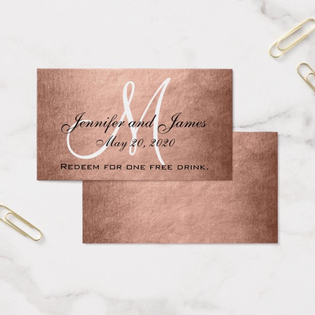 Cartes De Visite Elégante Faux Rose Gold Black Mariage Drink Card (Bureau)