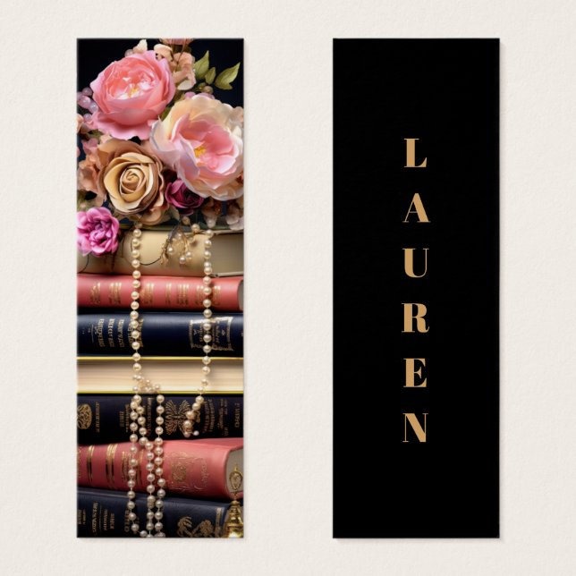 Cartes De Visite Élégante pile florale Signet de livres (Devant & derrière)