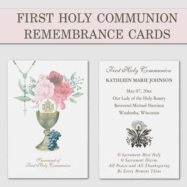 Cartes De Visite Élégante Première sainte communion Souvenir Saint (Créateur téléchargé)