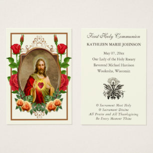 Cartes De Visite Élégante Première sainte communion Souvenir Saint