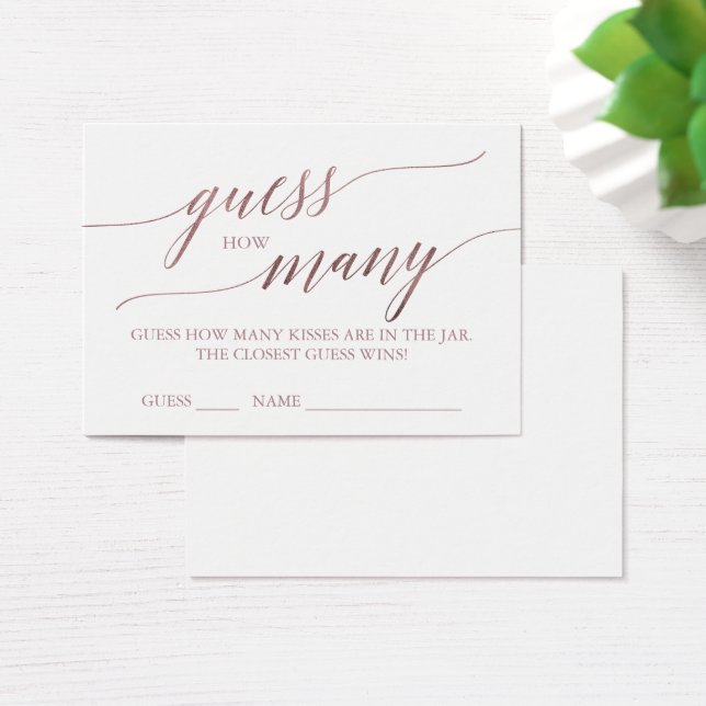 Cartes De Visite Élégante RoseGold Calligraphie Devine combien de b (Bureau)