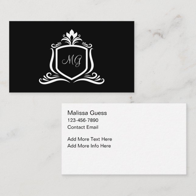 Cartes de visite élégantes avec monogramme de luxe (Devant / Derrière)