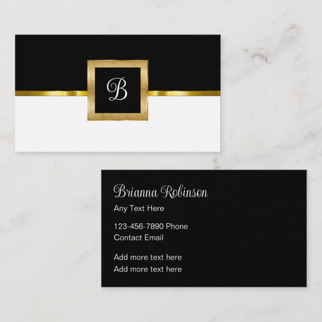Cartes de visite élégantes avec monogramme pour ca (Devant / Derrière)