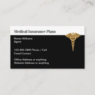 Cartes de visite élégantes d'agent d'assurance méd