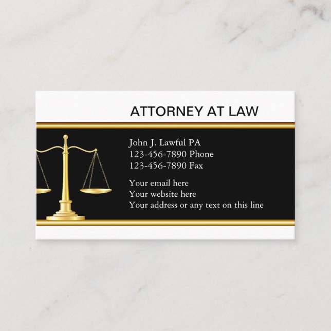 Cartes de visite élégantes d'avocat (Devant)