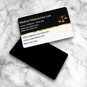 Cartes de visite élégantes d'avocat en faute profe