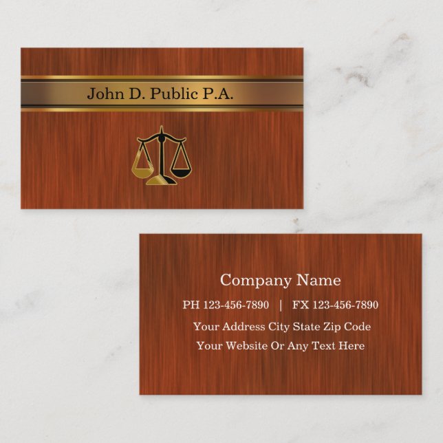 Cartes de visite élégantes et modernes pour avocat (Devant / Derrière)