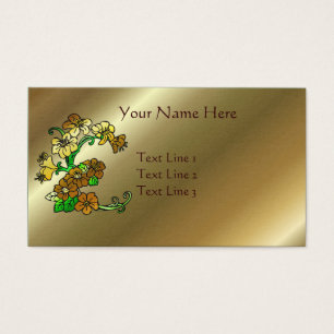 Cartes De Visite Élégantes fleurs Brown dorées