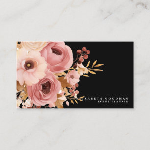 Cartes de visite élégantes roses et noires