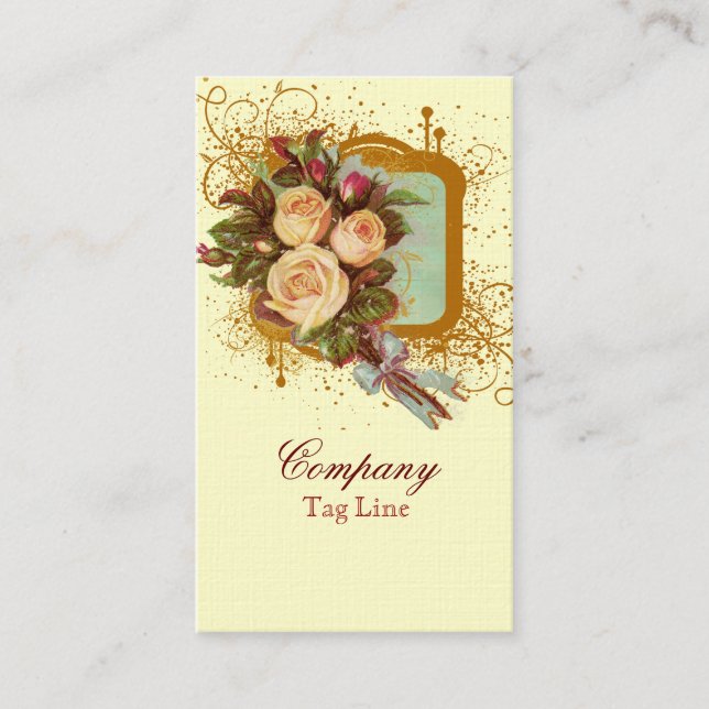 Cartes de visite élégants de bouquet rose (Devant)