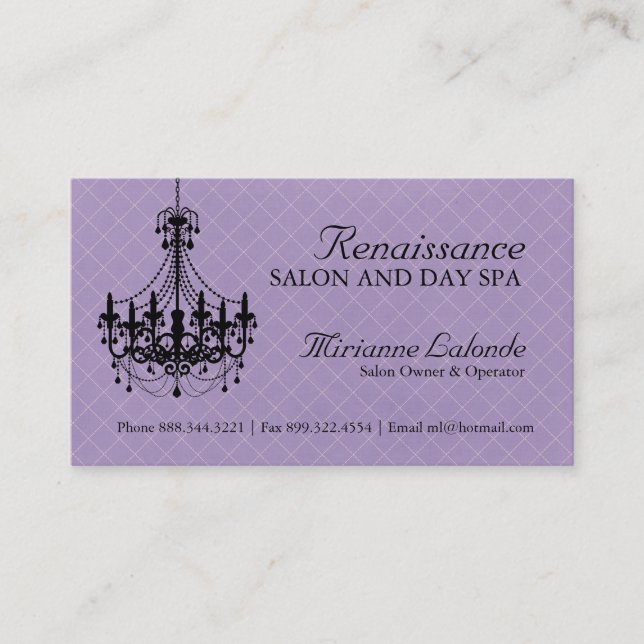 Cartes de visite élégants de lustre (Devant)
