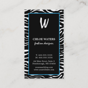 Cartes de visite élégants de monogramme de bleu