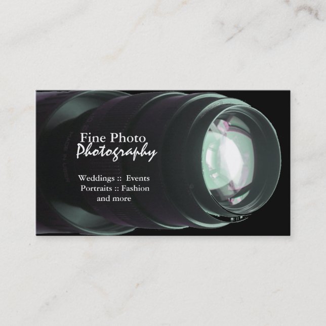 Cartes de visite élégants de photographe de zoom (Devant)
