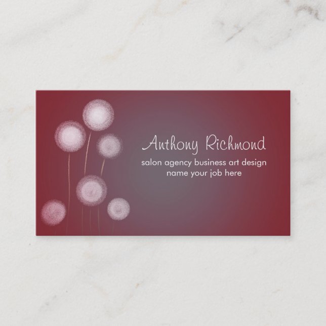 cartes de visite élégants modernes de pissenlits (Devant)