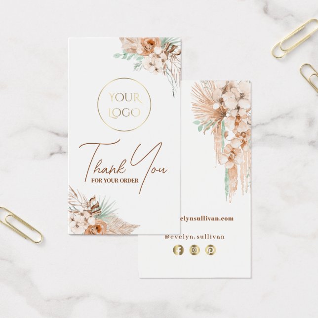 Cartes De Visite emballage tropical beige et menthe insérer (Bureau)