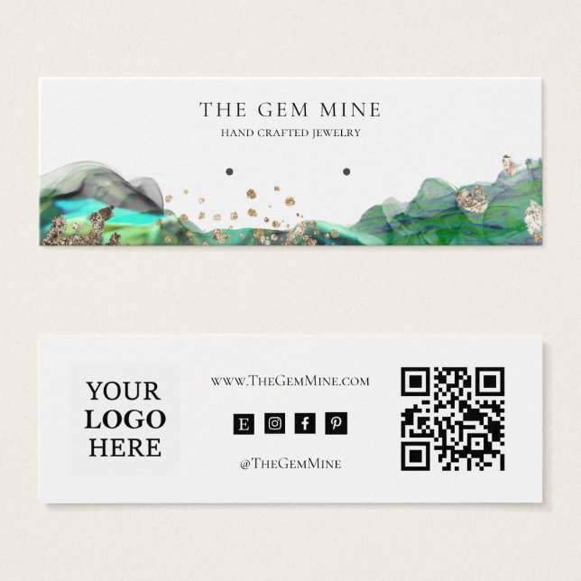 Cartes De Visite Emerald Agate Earring Mini Display Business Card (Devant & derrière)