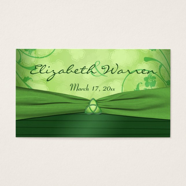 Cartes De Visite Émeraude Green Celtic Love Knot Wedding Favor Bali (Devant)