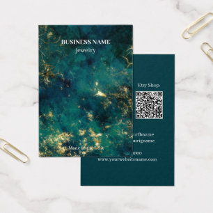 Cartes De Visite Émeraude moderne QR Code Bijoux Collier d'affaires