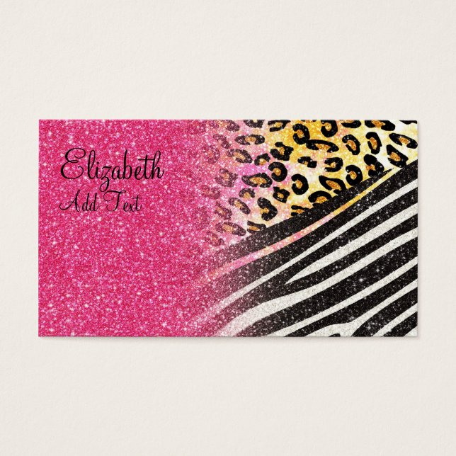 Cartes De Visite Empreinte de léopard à la mode, zèbre rayures (Devant)