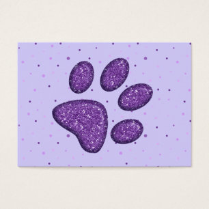 Cartes De Visite empreinte de patte de chat mousseux - violet