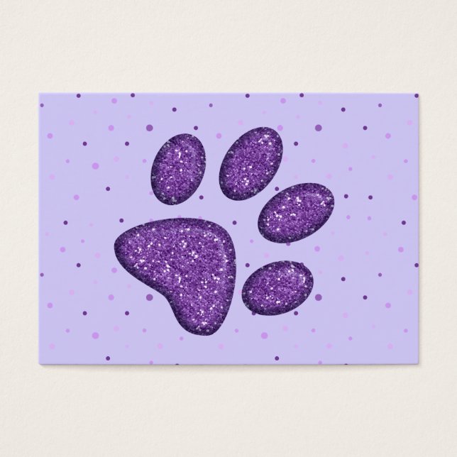 Cartes De Visite empreinte de patte de chat mousseux - violet (Devant)