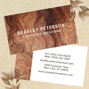 Cartes de visite en bois avec motif de grain de bo