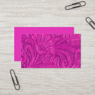 Cartes de visite en cuir imprimé rose foncé