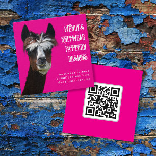 Cartes de visite en fibre Llama Rose Code QR
