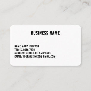 Cartes de visite en grandes lettres