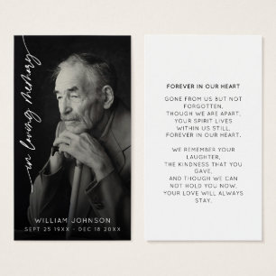 Cartes De Visite En mémoire d'amour Souvenir Photo Funérailles