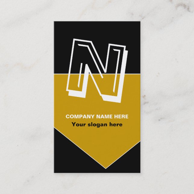 Cartes de visite en or noir monogramme gras (Devant)