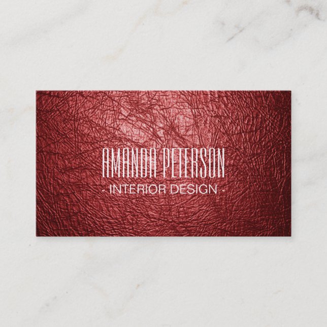 Cartes de visite en simili cuir rouge designer (Devant)